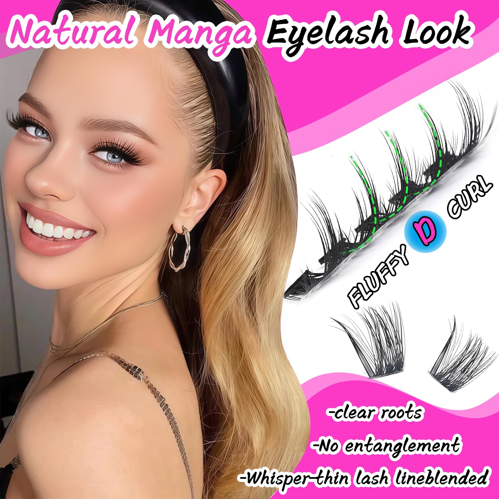 Aplicación fácil con Manga Lash Clusters para manejo sencillo incluso para principiantes.