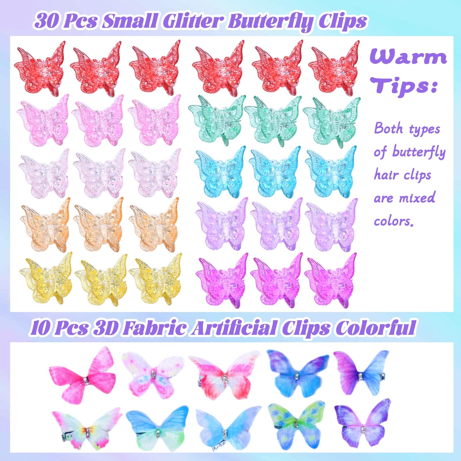 Pinzas mariposa 3D de tela de OOPPOO para un look elegante