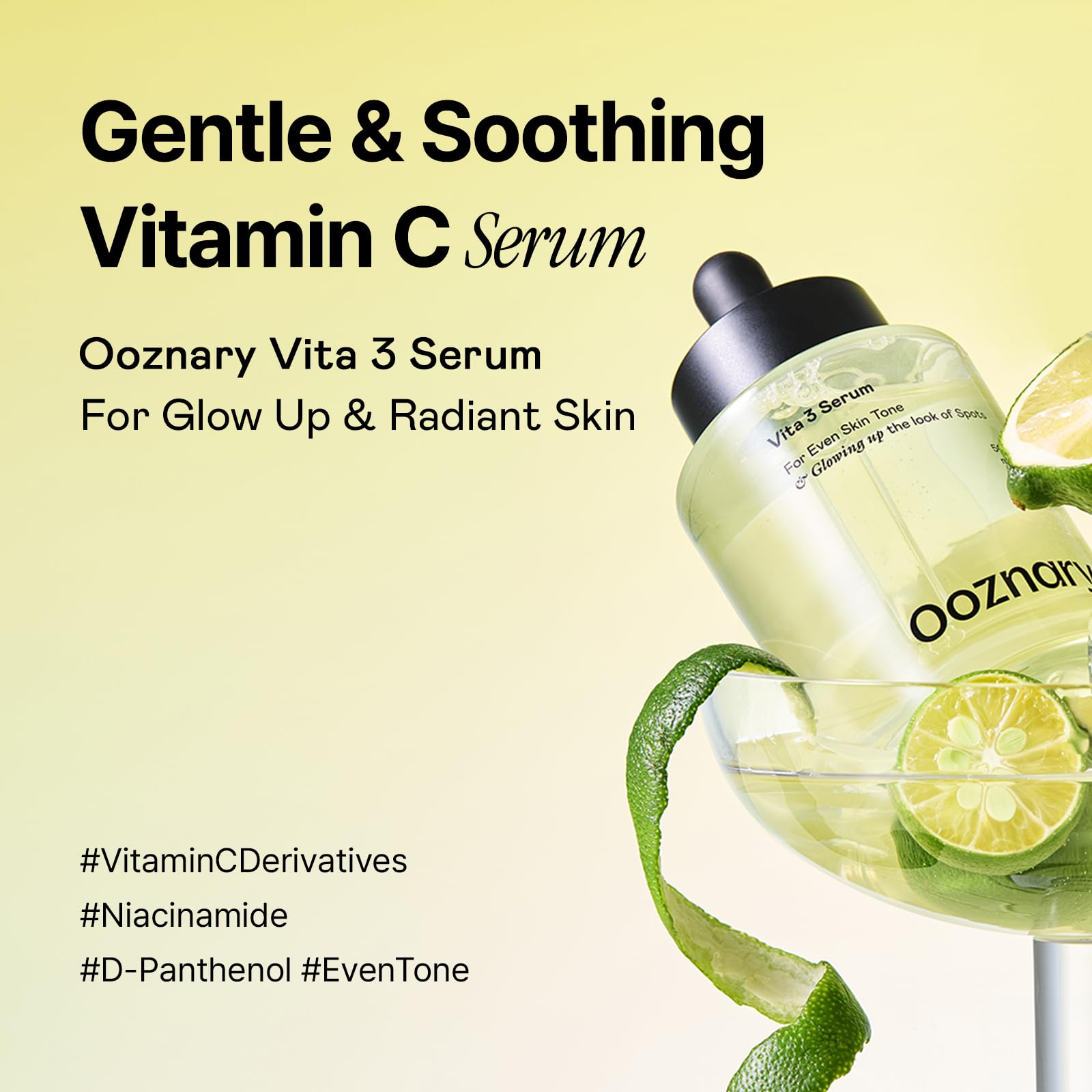 OOZNARY Vita 3 Serum, aplicación manual destacada, absorción suave y rápida.