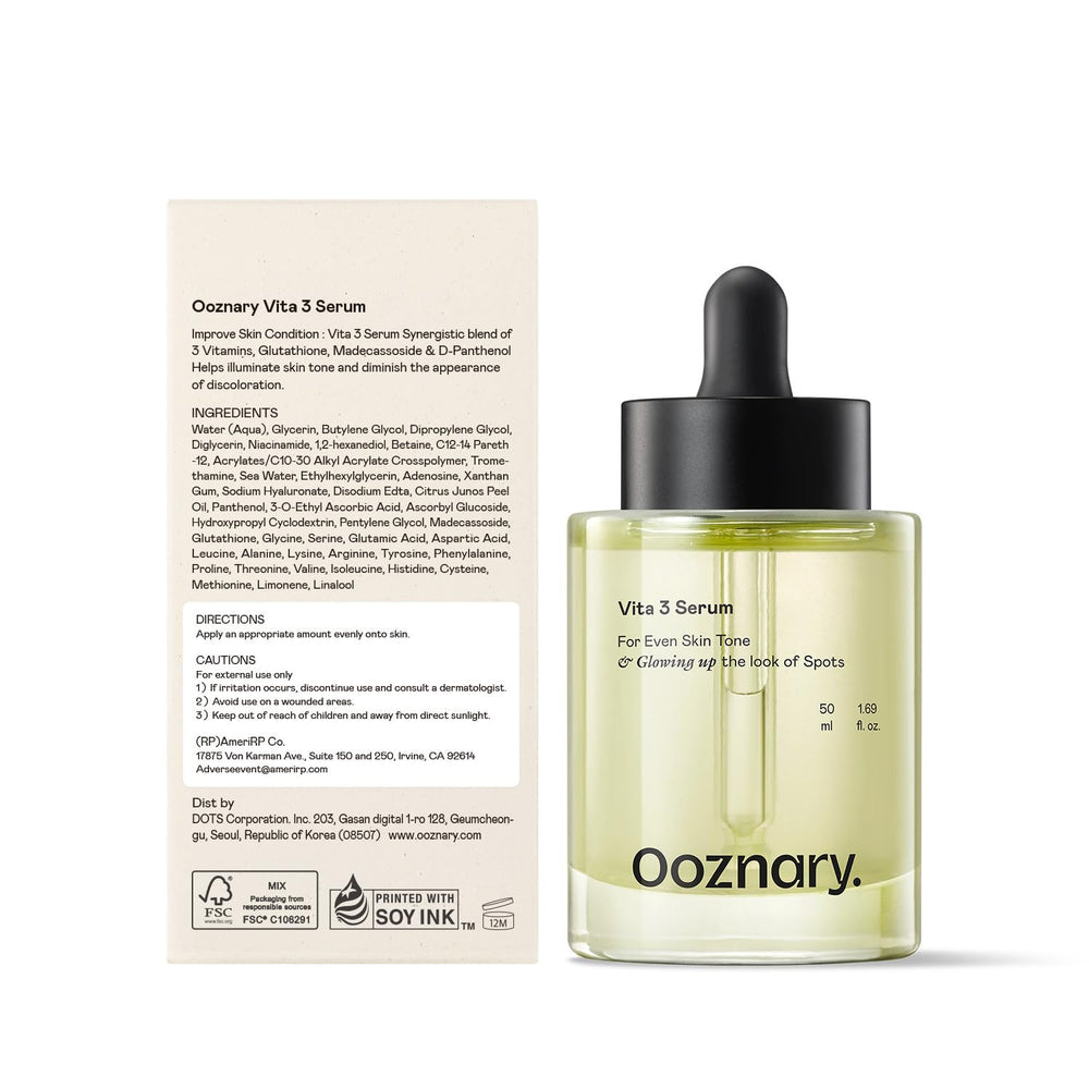 OOZNARY Vita 3 Serum, parte de rutina facial diaria.