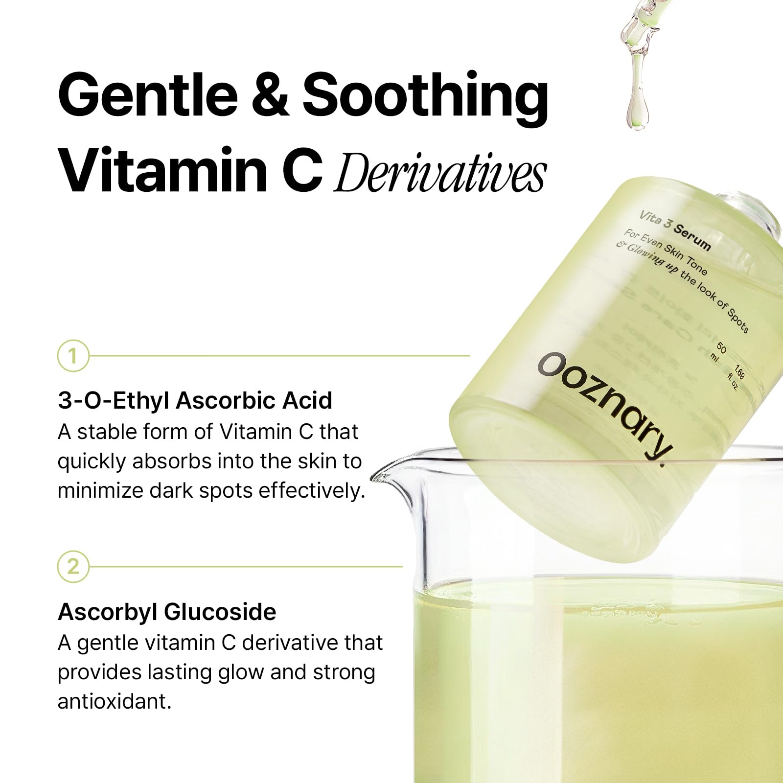 OOZNARY Vita 3 Serum, textura ligera que se absorbe al instante.