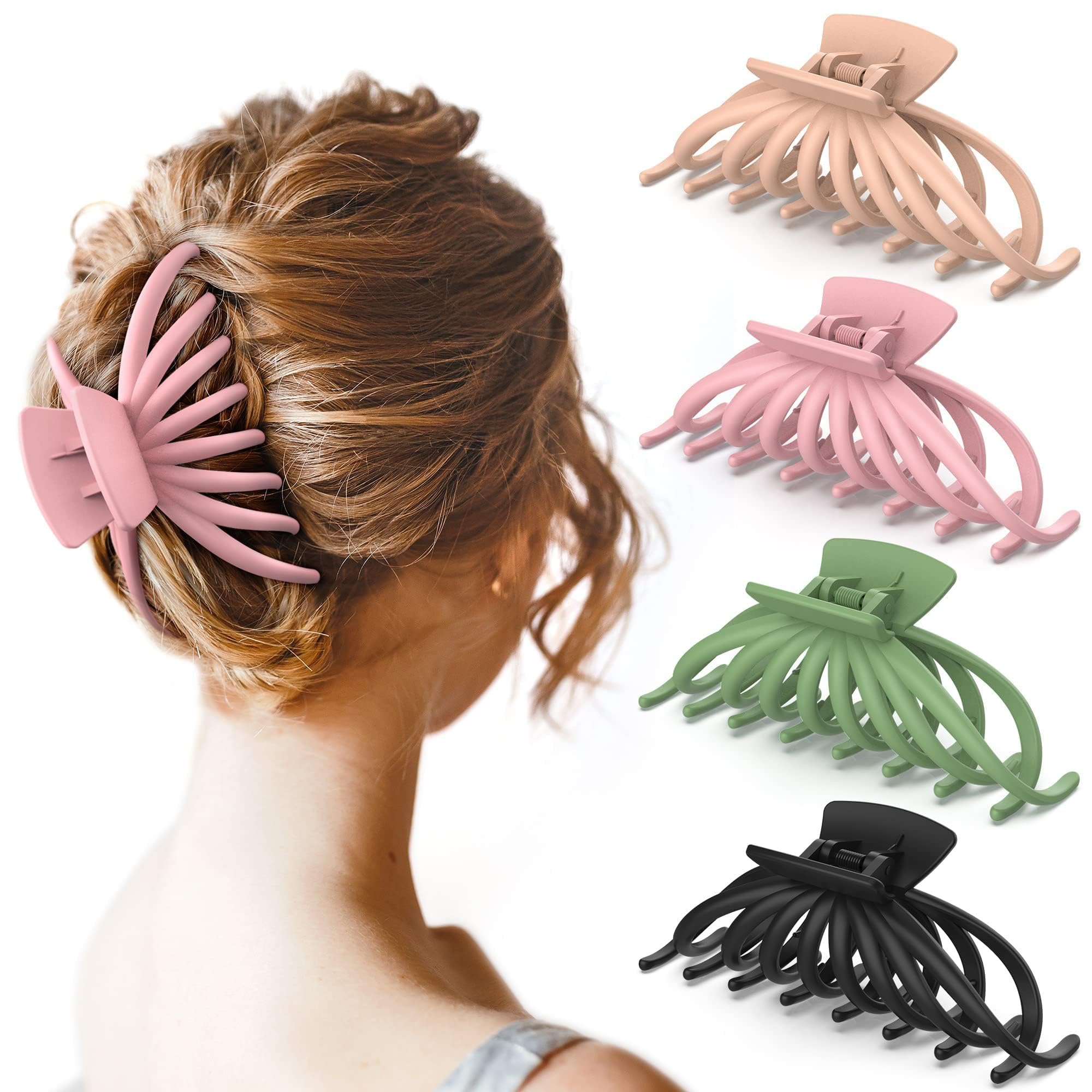 PINZA OPAUL de cabello grande en negro, ofrece sujeción estable para mechones gruesos.