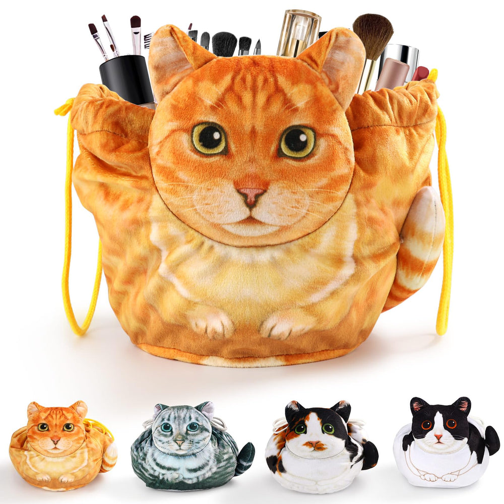 Openhahaha bolsa maquillaje cordón con diseño gato 3D para viaje y organización