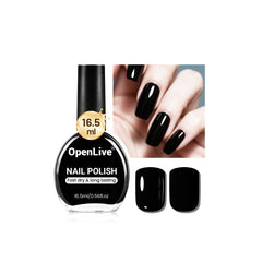 OpenLive Esmalte Negro 16.5 ml, botella brillante para manicura diaria.