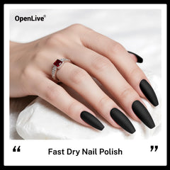 OpenLive Esmalte Negro, aplicación rápida en 3 minutos para uñas.