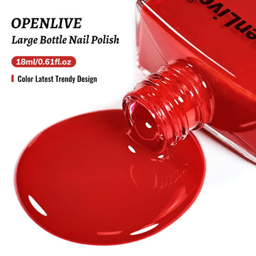 OpenLive esmalte rojo 18ml, uso práctico en casa para uñas radiantes.