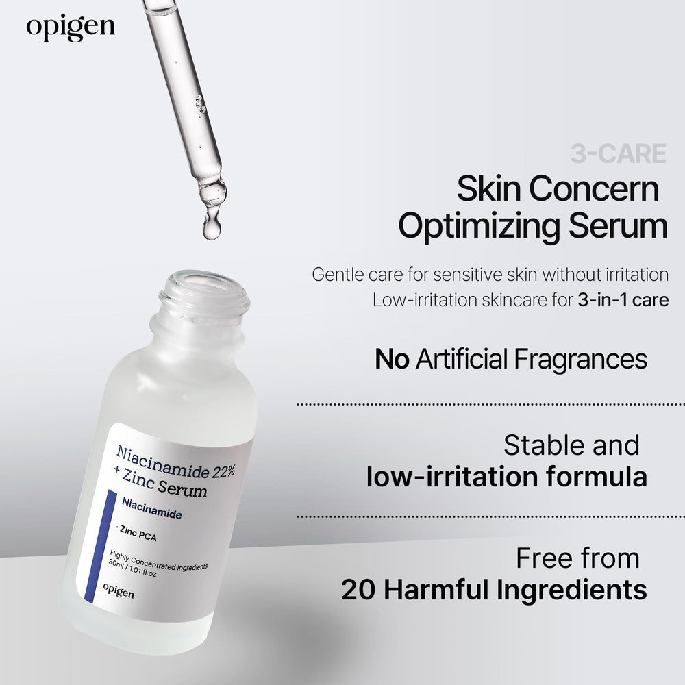 Opigen Niacinamida 22% + Zinc, envase del suero para presentación y almacenamiento