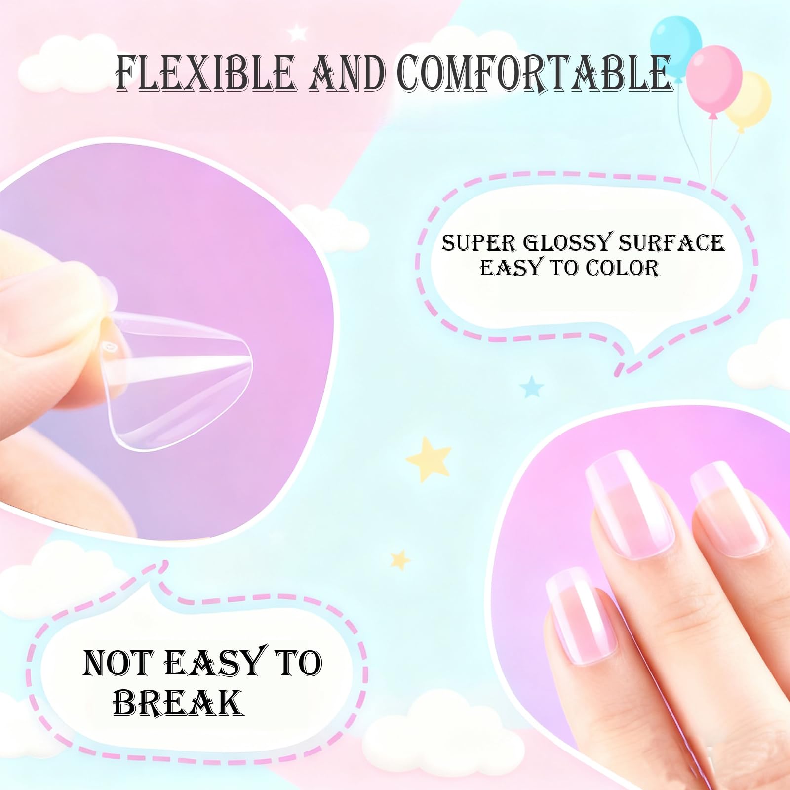 OPkssnails uñas infantiles 12 tallas, ajuste cómodo