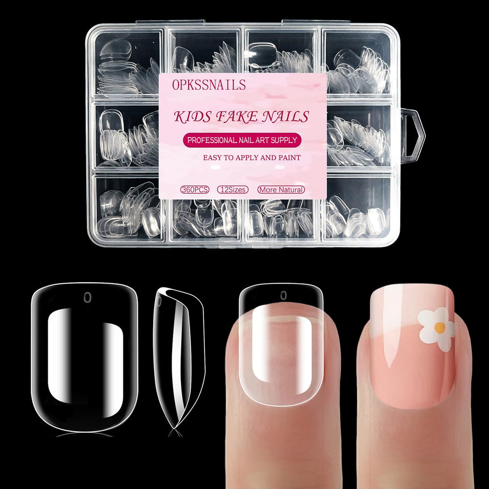 OPkssnails uñas infantiles tapas transparentes para diseños diarios