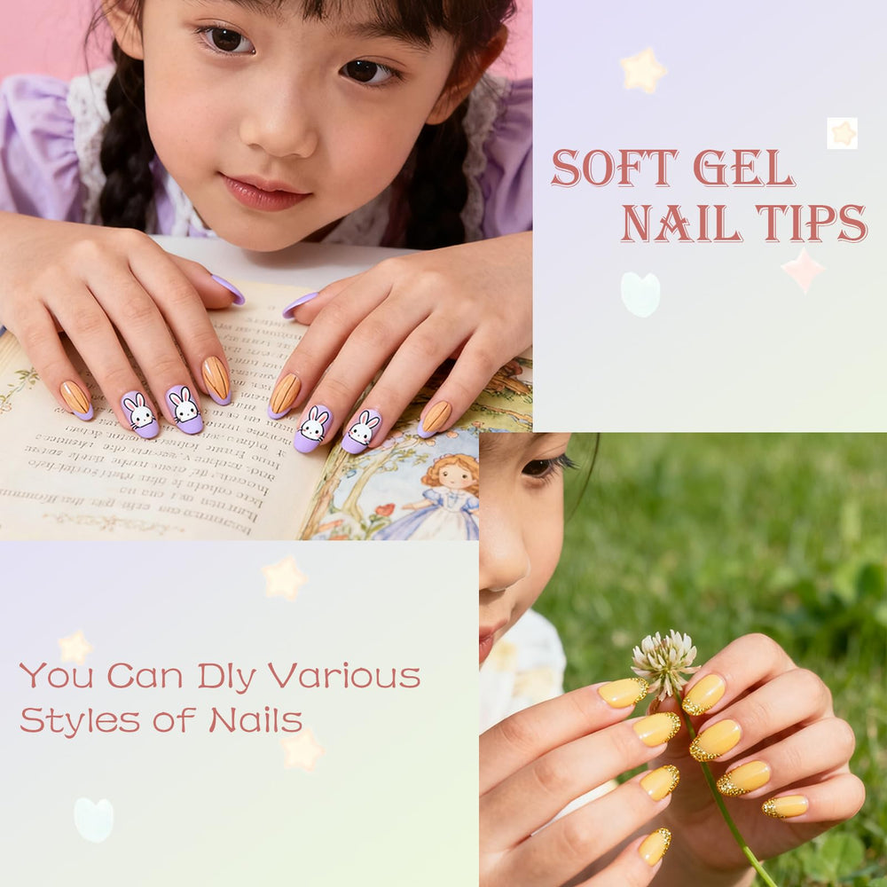 OPkssnails adhesión firme para uñas infantiles, fácil de aplicar con gel o pegamento