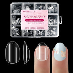 OPkssnails uñas de gel para niños, extra cortas, forma almendra, ideal para manicura en casa