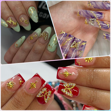 OPMADM adorno dorado para uñas corazón: toque romántico y duradero