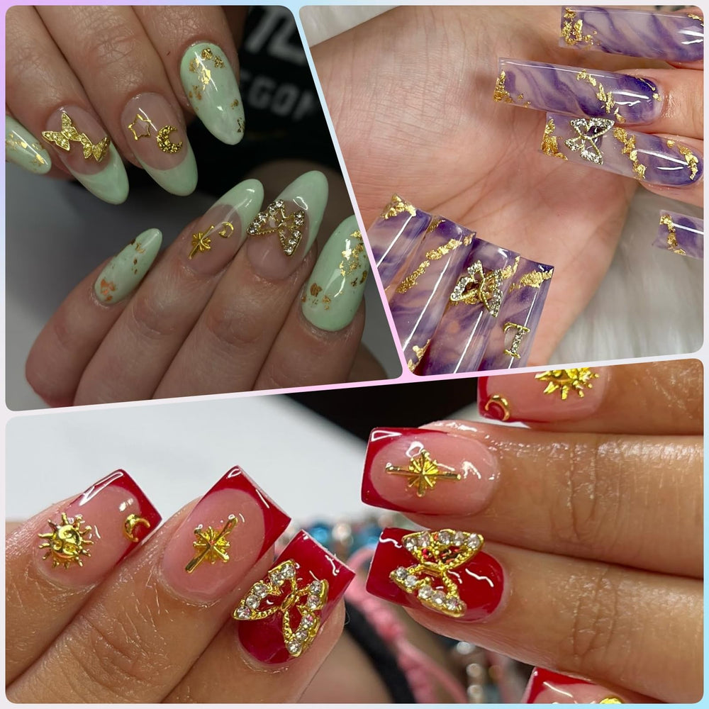 OPMADM adorno dorado para uñas corazón: toque romántico y duradero
