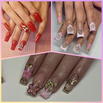 OPMADM adorno dorado para uñas flores: estilos versátiles y glamorosos