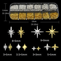 OPMADM adornos de estrellas para uñas: realce elegante con acabado plateado y dorado.