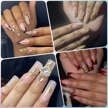 OPMADM juego de cuentas de estrella para uñas: acabado dorado y plateado para un toque glamuroso.