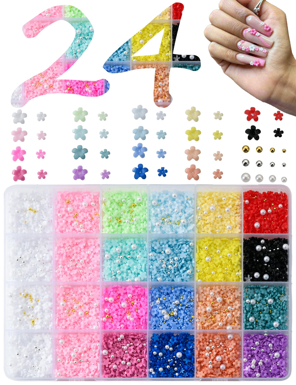 OPMADM flores 3D para uñas, toque primaveral y duradero para manicura