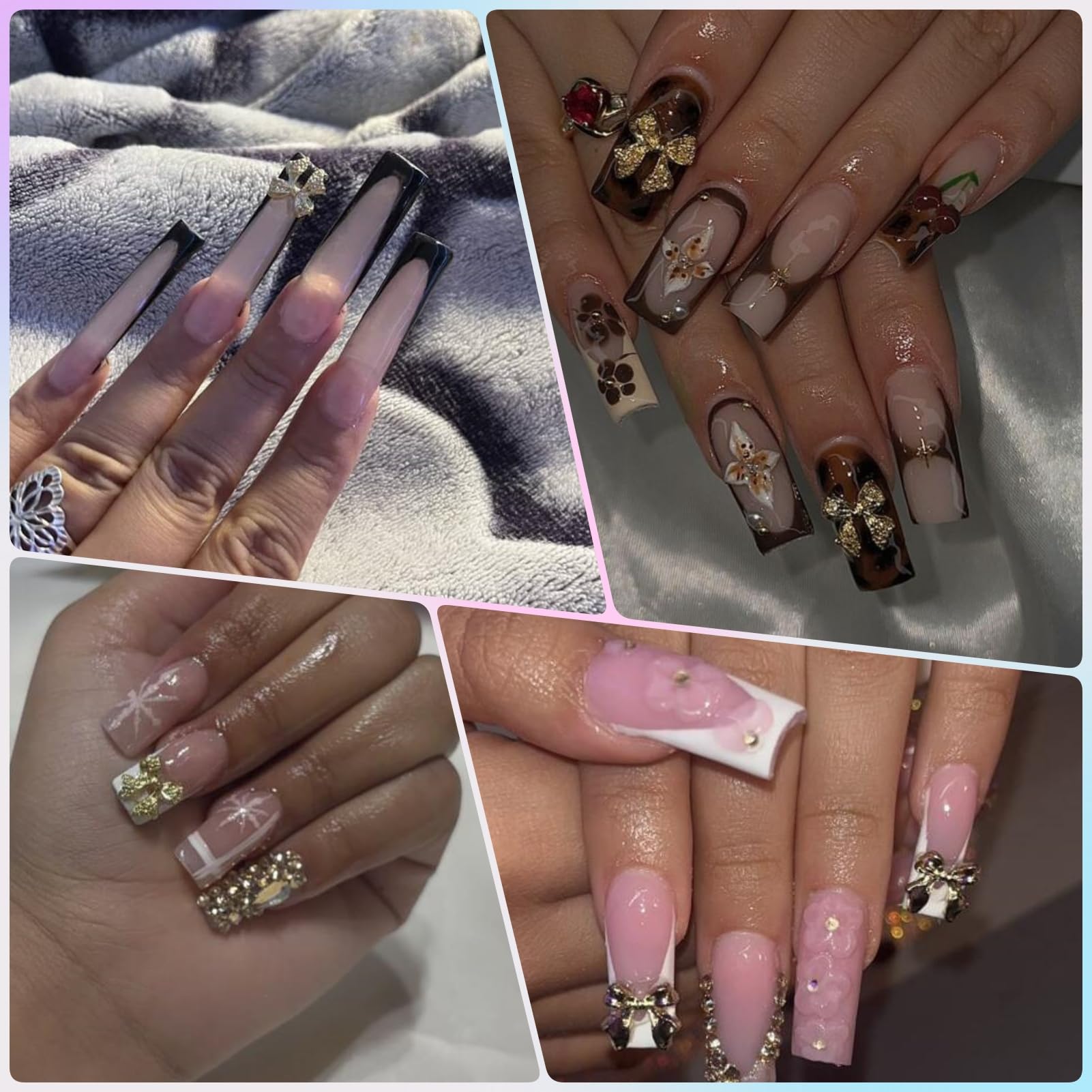 OPMADM charms metálicos para uñas con lazo, ideal para ocasiones especiales.