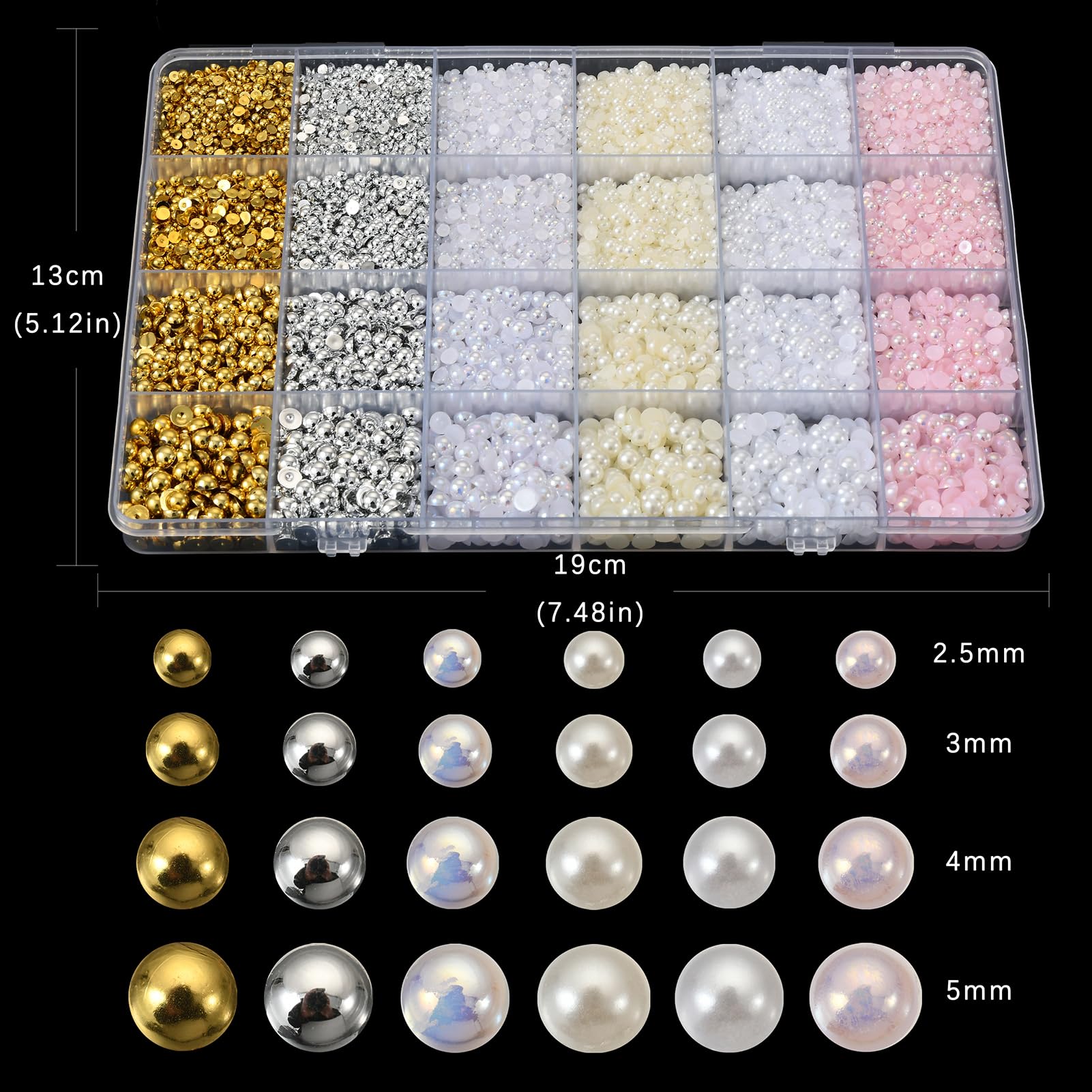 OPMADM perlas para uñas beige con base plana, diseño natural