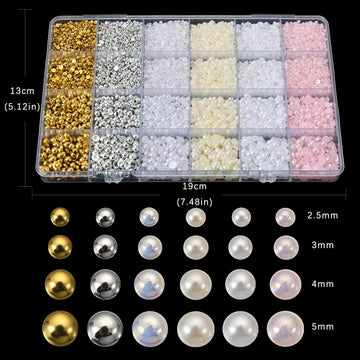 OPMADM perlas para uñas beige con base plana, diseño natural