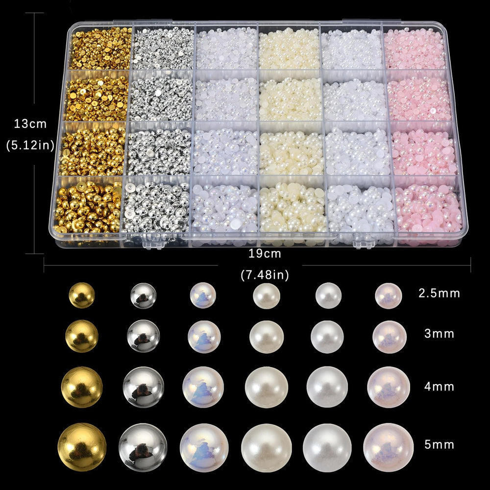 OPMADM perlas para uñas beige con base plana, diseño natural