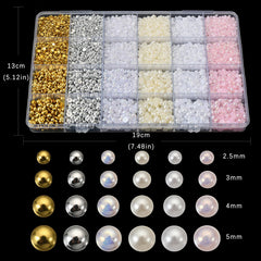 OPMADM perlas para uñas beige con base plana, diseño natural