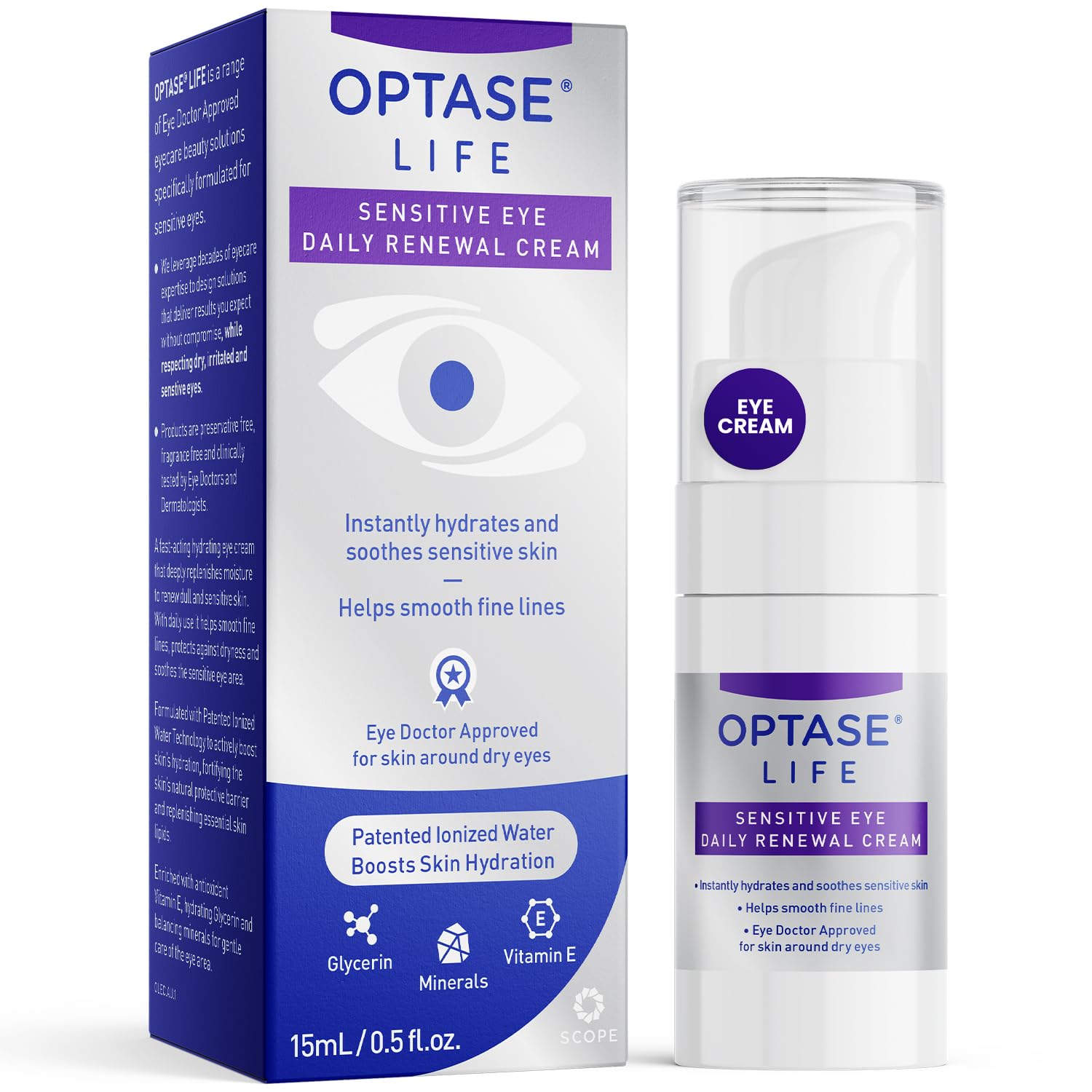 Optase LIFE crema-ojos-sensibles hidrata y cuida la piel delicada.