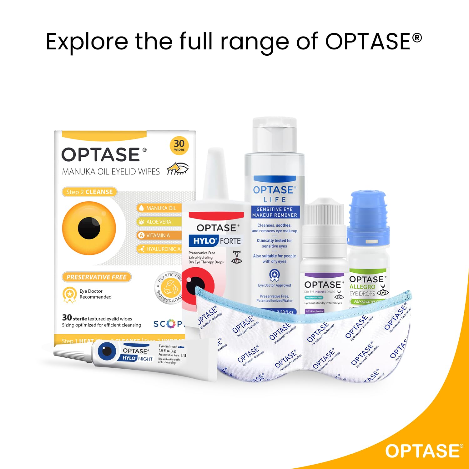 Caja Optase Manuka con toallitas listas para cuidado ocular diario.