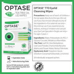 OPTASE TTO: toallitas envueltas individualmente para higiene ocular diaria