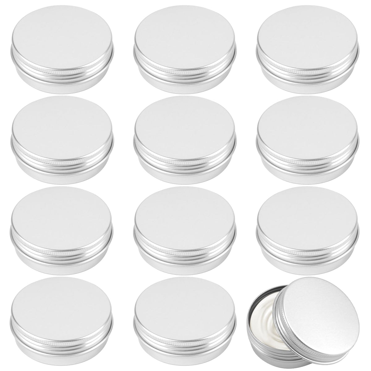 Opvixi latas de aluminio de 60 mililitros con tapas, conjunto para viaje y almacenamiento.