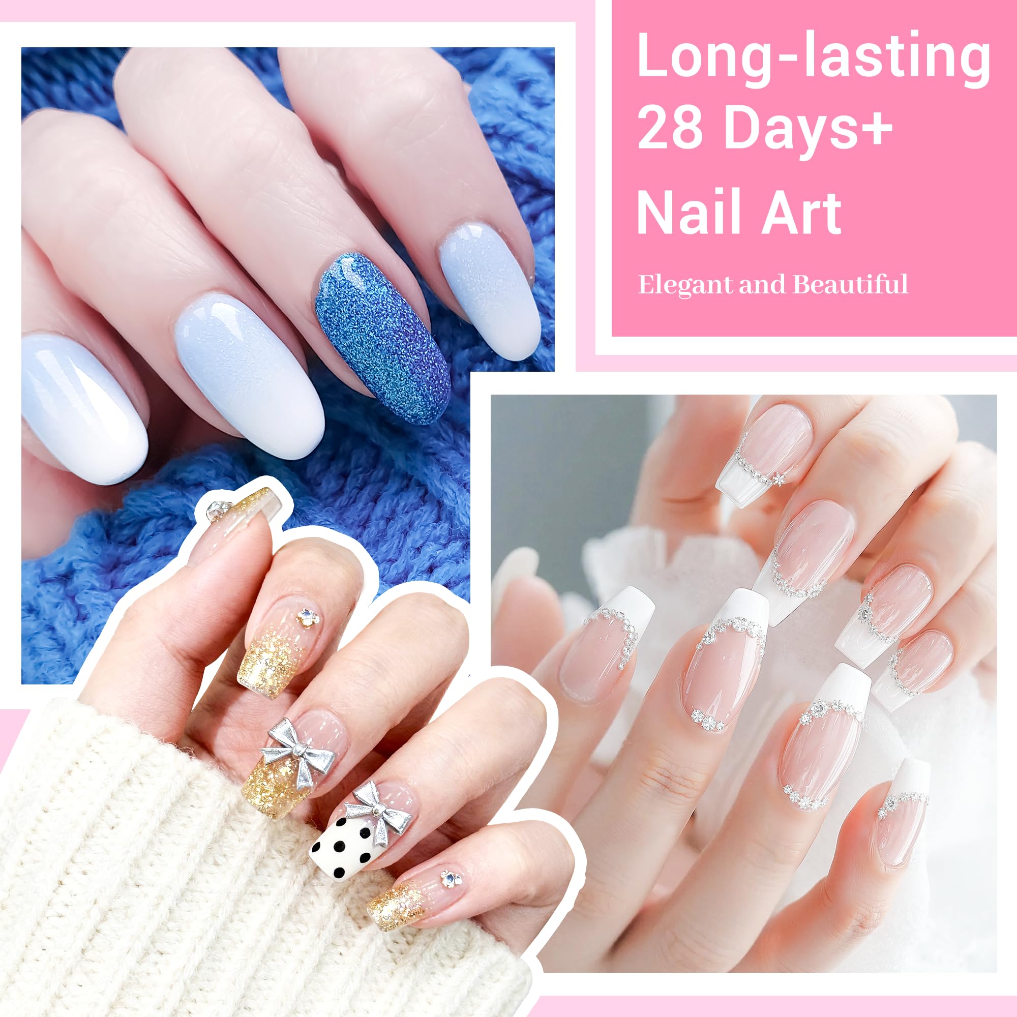 Oquml tips material gel suave, seguro y ligero para uñas cómodas.