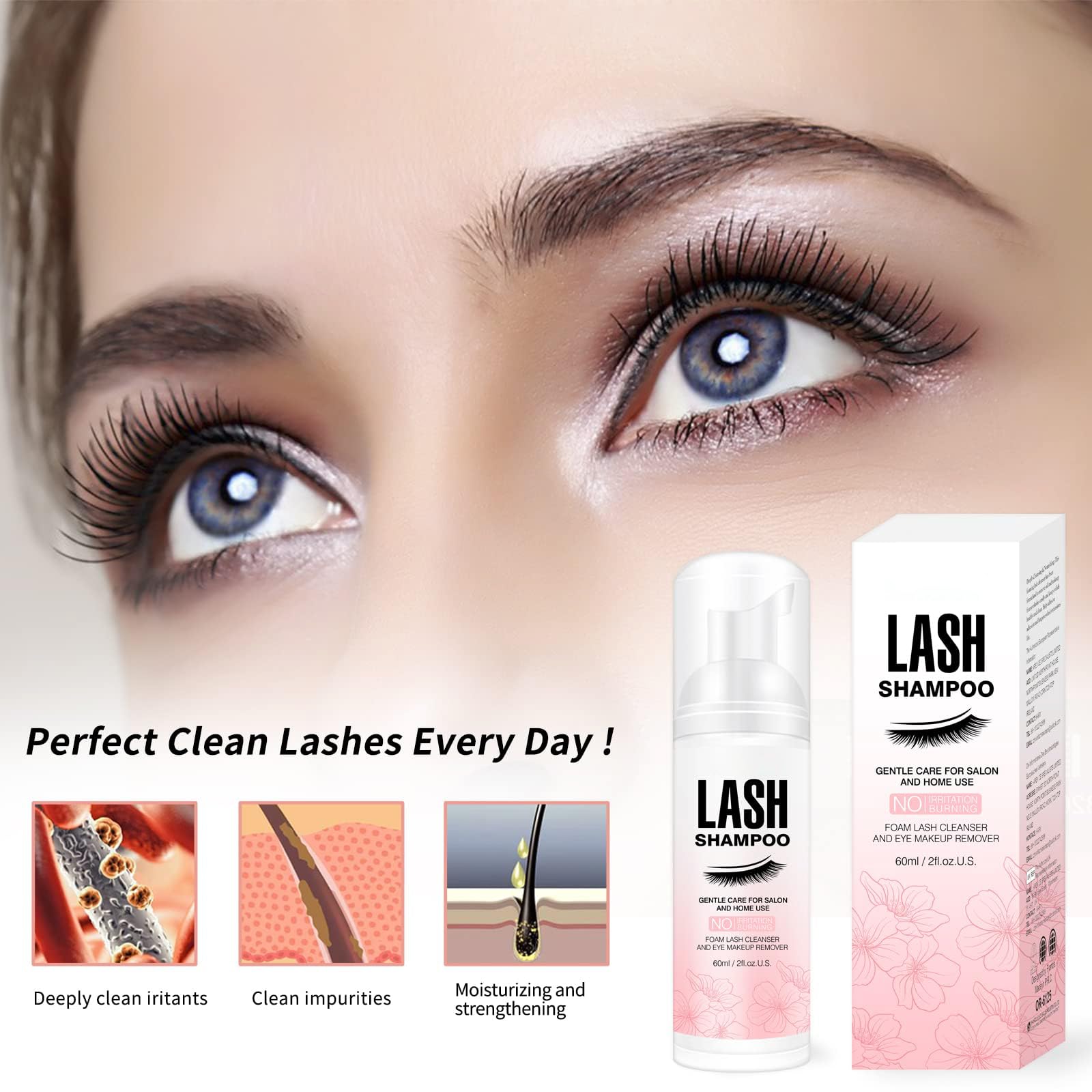 Cuidado natural para pestañas con Smarxin Lash Shampoo.