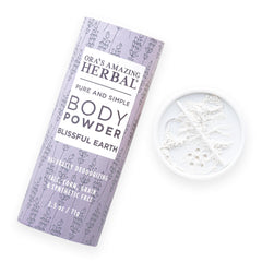 Ora's Amazing Herbal Blissful Earth con lavanda, polvo suave para uso diario en la piel.
