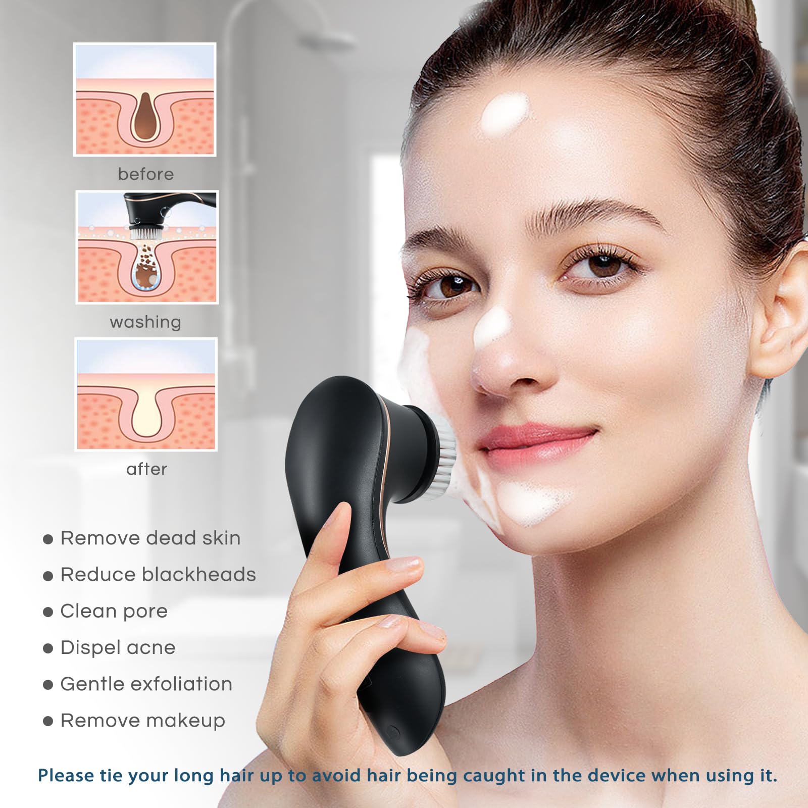 Orauley cepillo limpieza facial cabezal silicona higiene suave para piel sensible