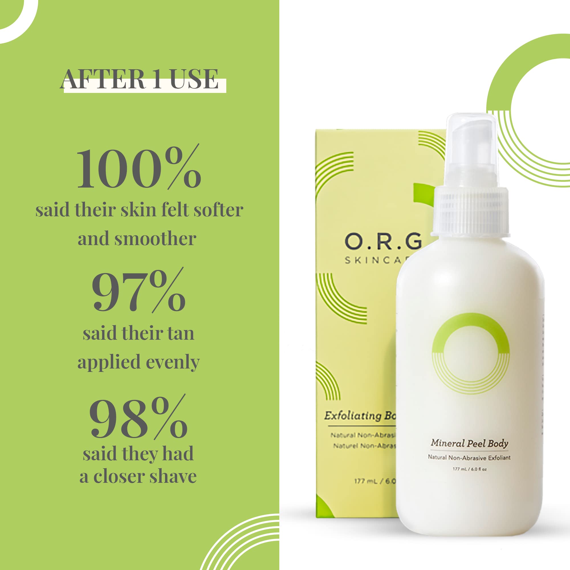 ORG exfoliante corporal prepara piel para el afeitado y bronceado uniforme
