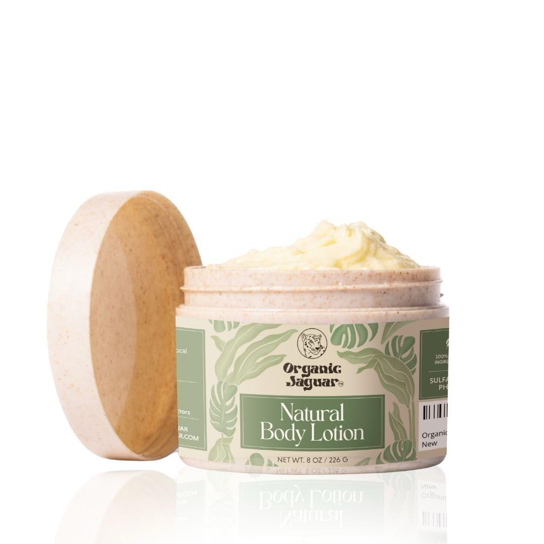 Organic Jaguar crema corporal, derrame de la botella, facilita una aplicación suave y rápida.