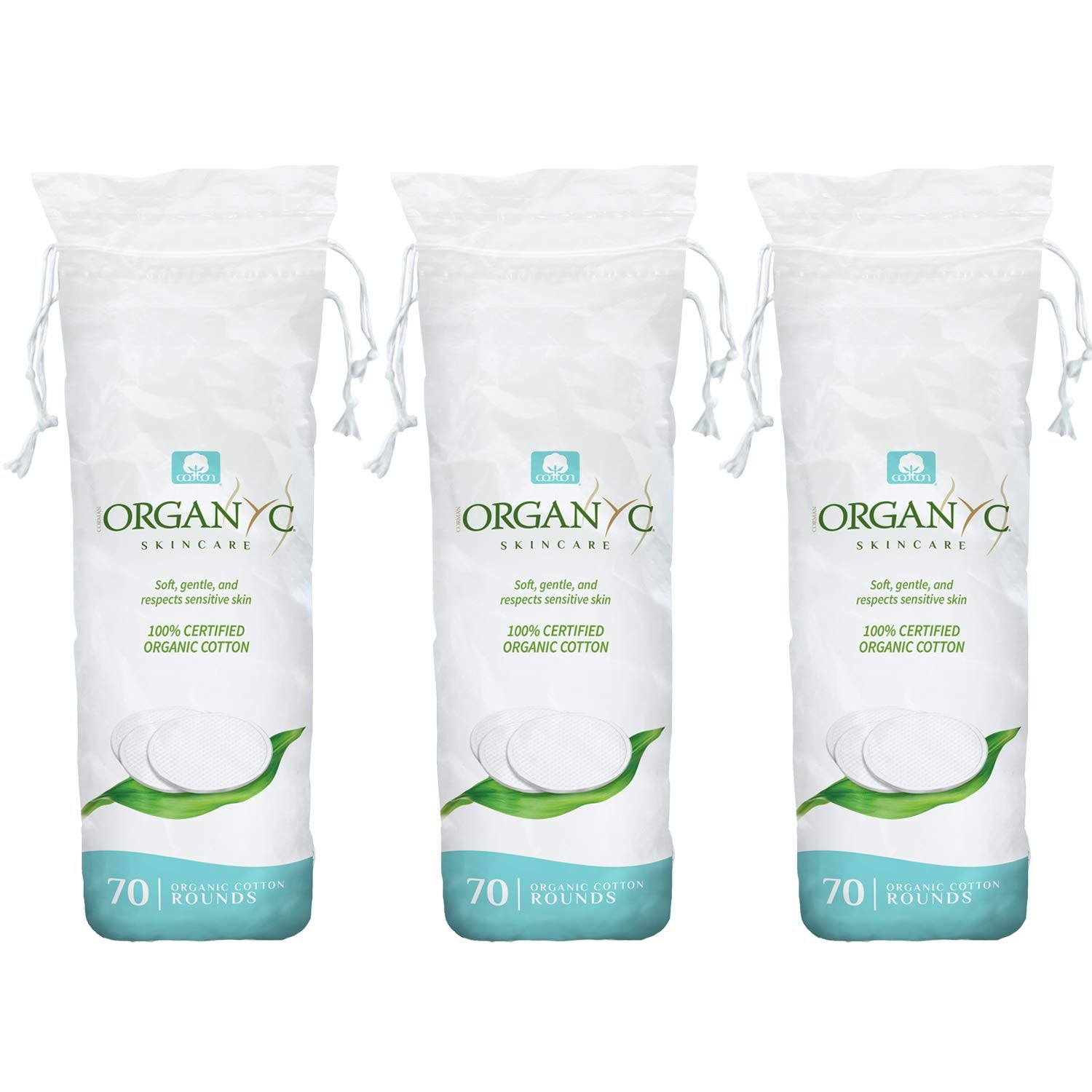 Organyc almohadillas de algodón orgánico para desmaquillar, suaves y biodegradables.