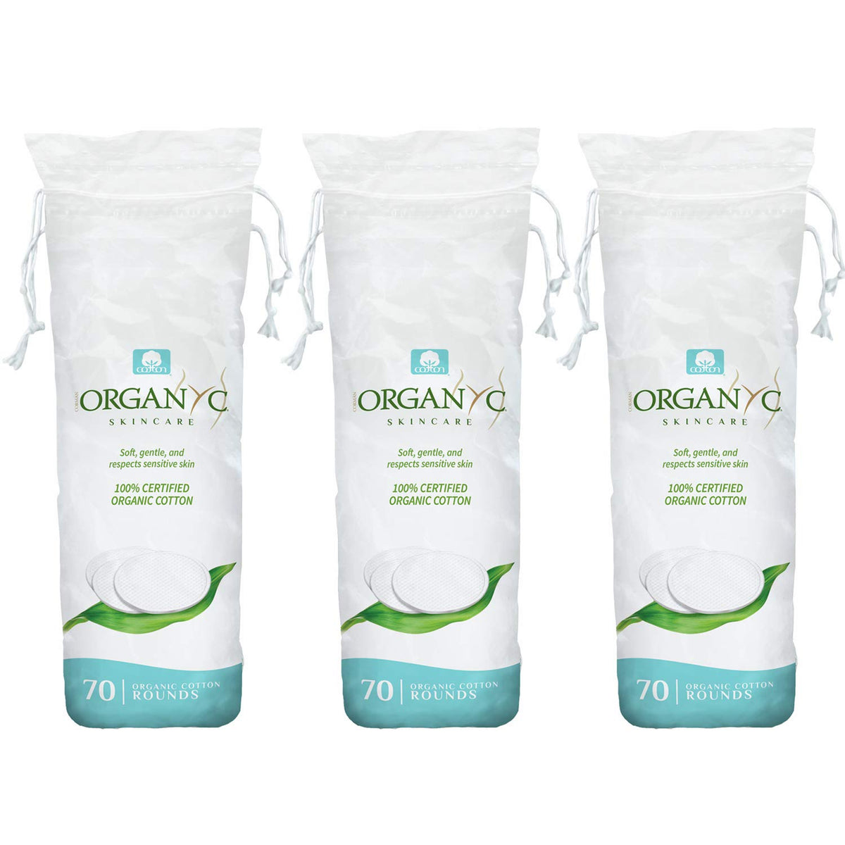 Organyc almohadillas de algodón orgánico para desmaquillar, suaves y biodegradables.