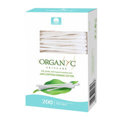 Organyc Bastoncillos de algodón orgánico en caja, ideal para cuidado diario.
