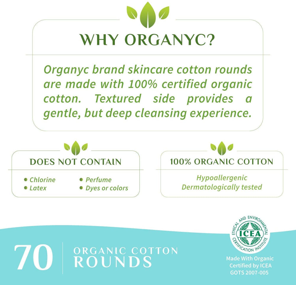Organyc cuidado facial con algodón orgánico para piel sensible.