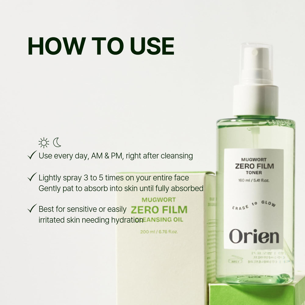 Orien Artemisa Zero Film Toner, uso diario para hidratación ligera.