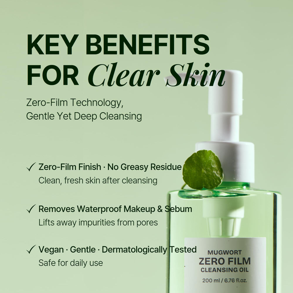 Orien Mugwort Zero Film Cleansing Oil pump dispenser for easy daily use.