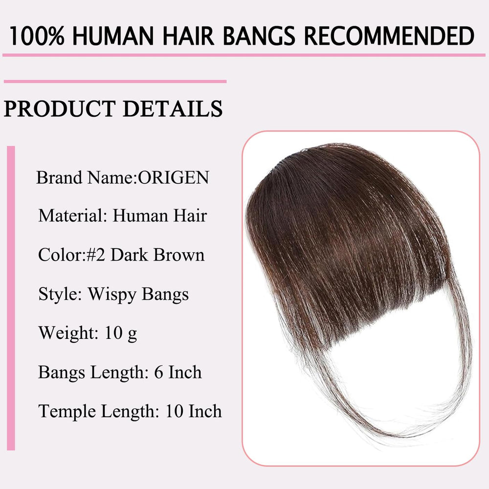 ORIGEN clip-in bangs frente estrecha: cobertura suave para el frente.