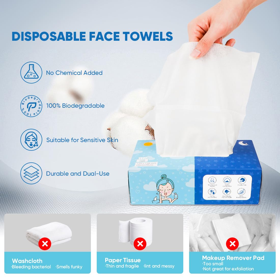 Orighty: doble uso seco y húmedo para limpieza facial flexible.