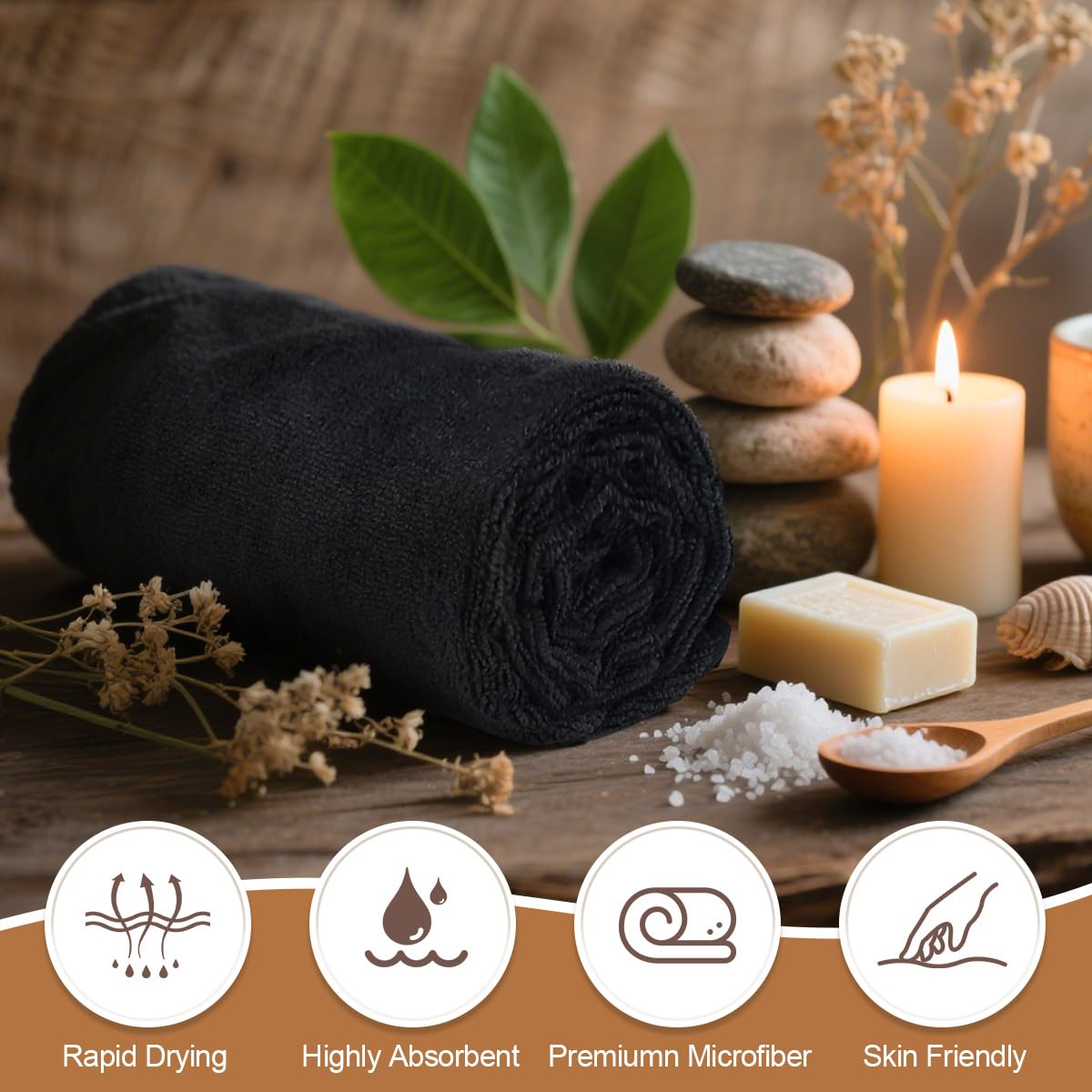 Toallas microfibra suave Orighty, experiencia cómoda y rápida absorción.