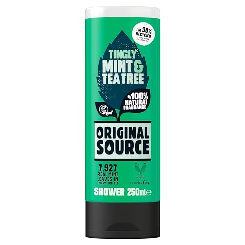ORIGINAL SOURCE detalle de la etiqueta, ingredientes naturales visibles para cuidado diario.