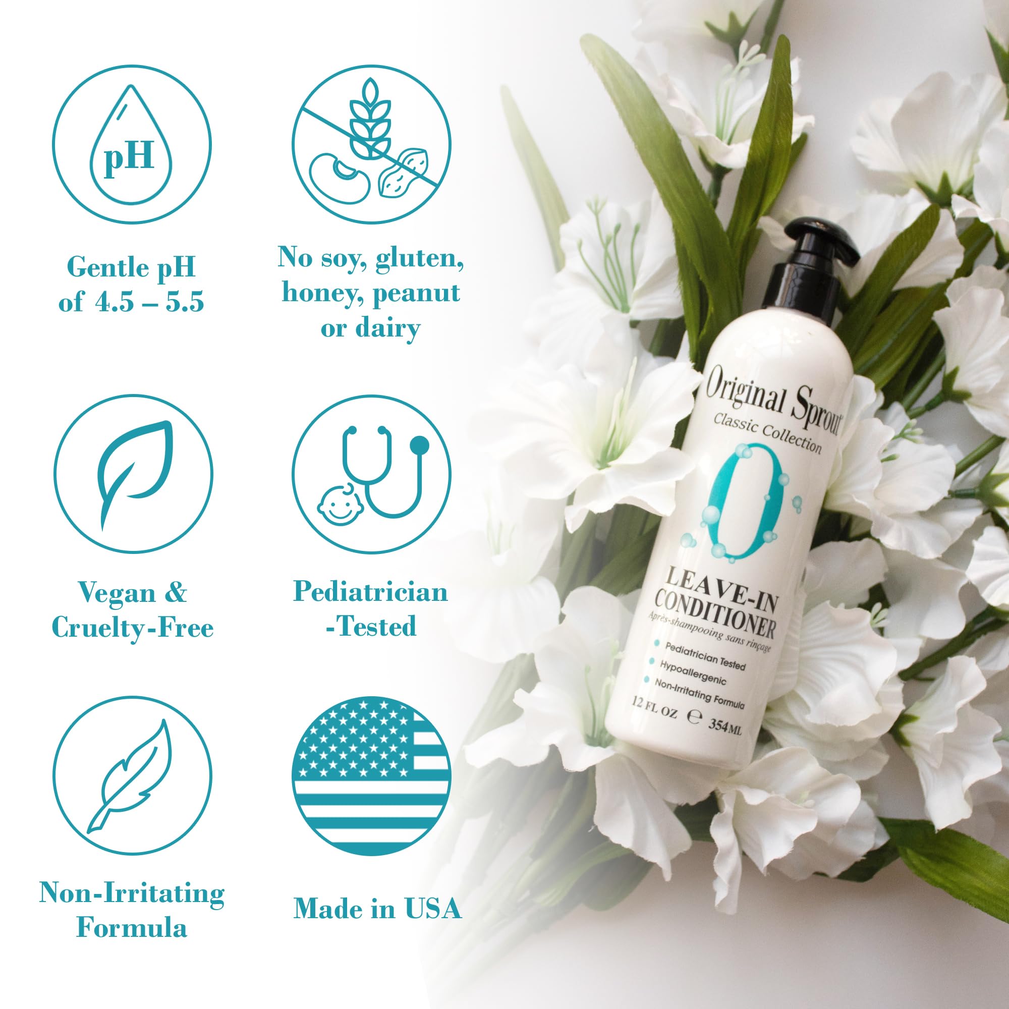 Original Sprout Acondicionador sin enjuague, cabello desenredado para peinado fácil.