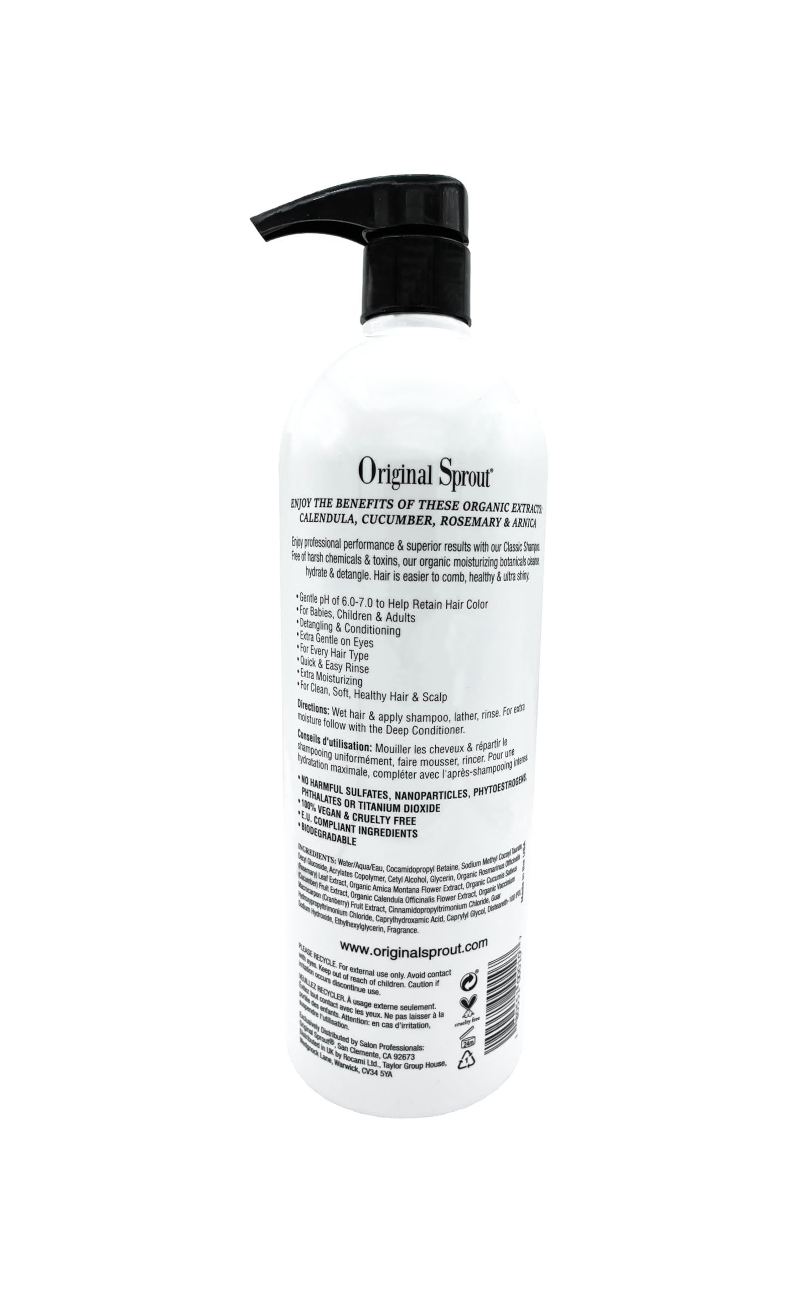 Champú Original Sprout Clásico, hecho en EE. UU., cuidado suave para familias.