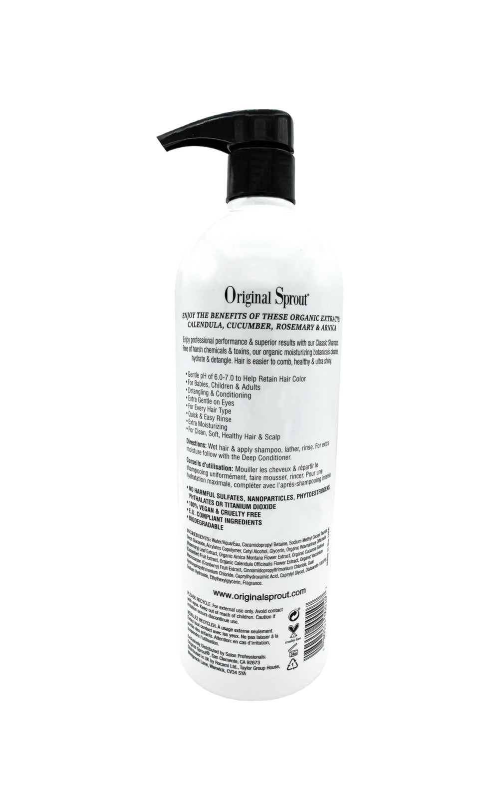 Champú Original Sprout Clásico, hecho en EE. UU., cuidado suave para familias.