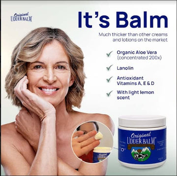 Original Udder Balm, textura densa de crema, se absorbe sin dejar grasa